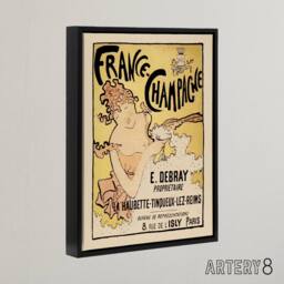 "Artery8 France Champagne Vintage Advert Bonnard Black Framed Canvas Wall Art in Yellow - Size: W12"" x H16""" - thumbnail 2