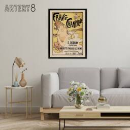 "Artery8 France Champagne Vintage Advert Bonnard Black Framed Canvas Wall Art in Yellow - Size: W12"" x H16""" - thumbnail 3