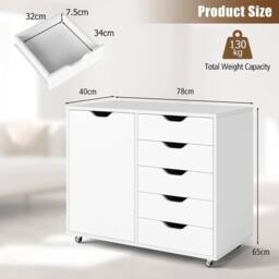 KORVIXA Rolling Lateral File Cabinet Printer Stand with 5 Casters in White - Size: 100 cm x 100 cm - thumbnail 2