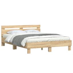 Berkfield Home Durable Bed Frame without Mattress Sonoma Oak 150x200 cm King Size in Light Brown - thumbnail 4