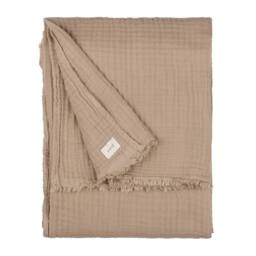 Yard Lark 100% Cotton Muslin Frayed Edge Throw in Light Brown - Size: 240 cm x 260 cm - thumbnail 4