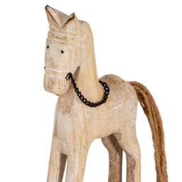 Lemon Pavilion Furniture and Decor Natural Rustic Rocking Horse Christmas Decoration - L4 x W14 x H20 cm in White - thumbnail 3