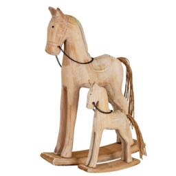 Lemon Pavilion Furniture and Decor Natural Rustic Rocking Horse Christmas Decoration - L4 x W14 x H20 cm in White - thumbnail 4