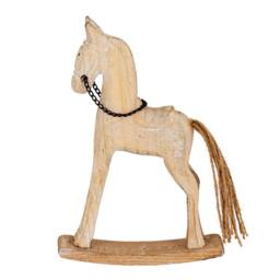 Lemon Pavilion Furniture and Decor Natural Rustic Rocking Horse Christmas Decoration - L4 x W14 x H20 cm in White - thumbnail 2