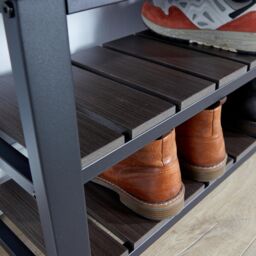 Home Source Spalding Black Metal Shoe Bench with Two Storage Shelves - thumbnail 6