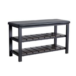 Home Source Spalding Black Metal Shoe Bench with Two Storage Shelves - thumbnail 7
