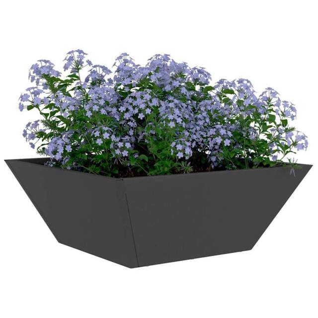 Berkfield Home Modern Garden Bowl Planter Black 40x40x15 cm Steel - Size: 40 x 40 x 15 cm - image 1