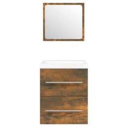 Berkfield Home Sink Cabinet with Built-in Basin Smoked Oak Engineered Wood in Brown - thumbnail 6