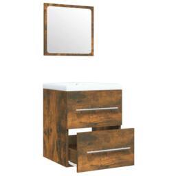 Berkfield Home Sink Cabinet with Built-in Basin Smoked Oak Engineered Wood in Brown - thumbnail 5