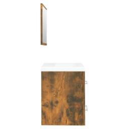 Berkfield Home Sink Cabinet with Built-in Basin Smoked Oak Engineered Wood in Brown - thumbnail 7