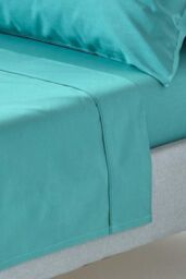 Homescapes Egyptian Cotton Flat Sheet 200 Thread Count in Teal - Size: Double Flat - thumbnail 1