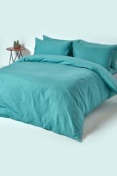 Homescapes Egyptian Cotton Flat Sheet 200 Thread Count in Teal - Size: Double Flat - thumbnail 4