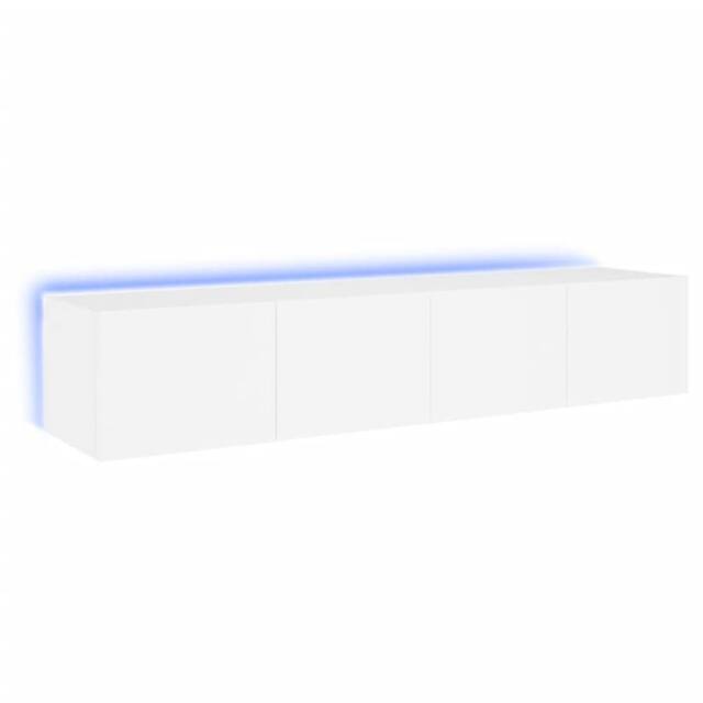 Berkfield Home TV Wall Cabinets with LED Lights 2 pcs White 80x35x31 cm - Size: 80 x 35 x 31 cm - image 1
