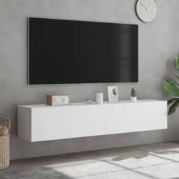 Berkfield Home TV Wall Cabinets with LED Lights 2 pcs White 80x35x31 cm - Size: 80 x 35 x 31 cm - thumbnail 4