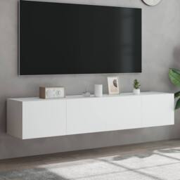 Berkfield Home TV Wall Cabinets with LED Lights 2 pcs White 80x35x31 cm - Size: 80 x 35 x 31 cm - thumbnail 2