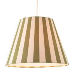 Happy Homewares Coloured & Oatmeal Linen Striped Coolie Shade with Cotton Inner in Olive - Size: 10 inches - thumbnail 2