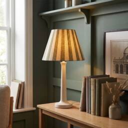 Happy Homewares Coloured & Oatmeal Linen Striped Coolie Shade with Cotton Inner in Olive - Size: 10 inches - thumbnail 6