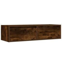 Berkfield Home TV Cabinet with LED Lights Smoked Oak 100X35.5x25 cm in Brown - thumbnail 6