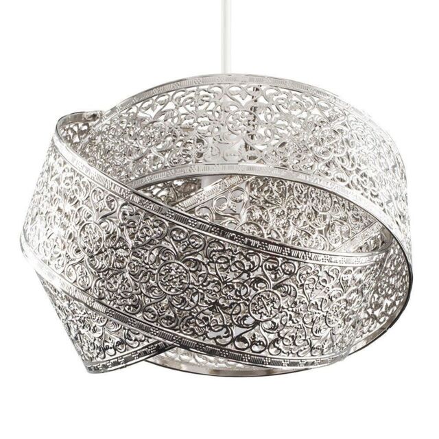 ValueLights Hacienda Brushed Chrome Ceiling Pendant Shade in Metallic Silver - image 1