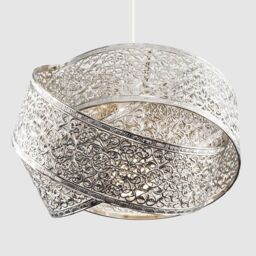 ValueLights Hacienda Brushed Chrome Ceiling Pendant Shade in Metallic Silver - thumbnail 3