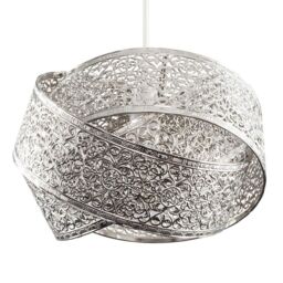 ValueLights Hacienda Brushed Chrome Ceiling Pendant Shade in Metallic Silver