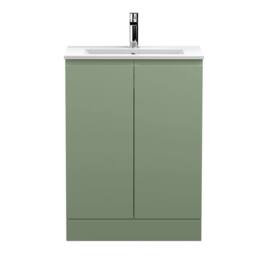 Balterley Mavesyn Contemporary 2 Door Vanity Basin Unit, Satin Green, 600mm in Green - thumbnail 1