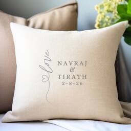 Aye Do Gifts Personalised Script Love Heart Cushion in Cream - Size: 40 cm x 40 cm