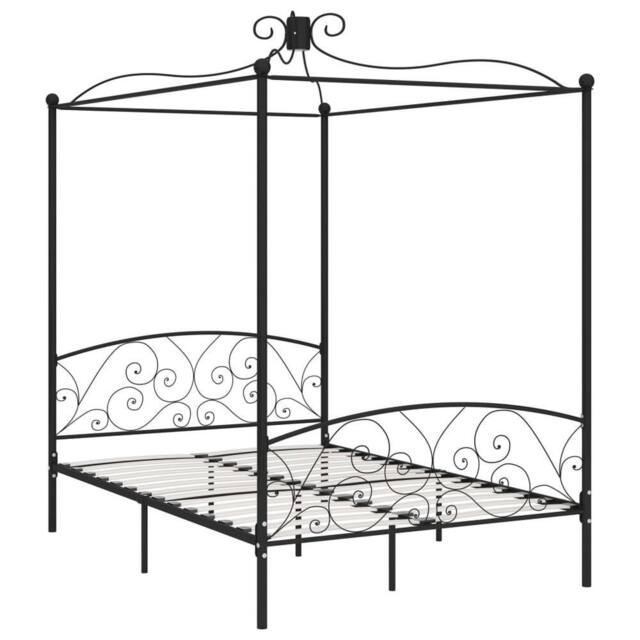 Berkfield Home 284477 Canopy Bed Frame without Mattress Black Metal 140x200 cm - image 1