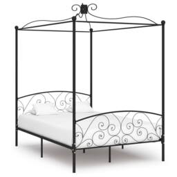 Berkfield Home 284477 Canopy Bed Frame without Mattress Black Metal 140x200 cm - thumbnail 2