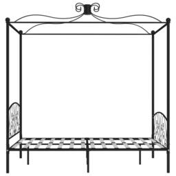 Berkfield Home 284477 Canopy Bed Frame without Mattress Black Metal 140x200 cm - thumbnail 4