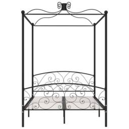Berkfield Home 284477 Canopy Bed Frame without Mattress Black Metal 140x200 cm - thumbnail 3