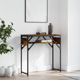 Berkfield Home Console Table with Shelf Smoked Oak 75x30x75cm Engineered Wood in Brown - Size: 75 x 30 x 75 cm - thumbnail 1