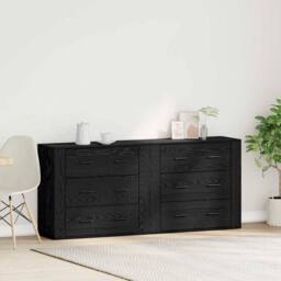 Berkfield Home Sideboards 2 pcs Black Oak Engineered Wood - thumbnail 2