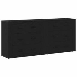 Berkfield Home Sideboards 2 pcs Black Oak Engineered Wood - thumbnail 1