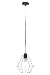 Orsina Black Cage Pendant Light, Open Frame Cylindrical Light Fixture, Urban Ceiling Pendant in Powder-Coated Iron in Silver - thumbnail 4