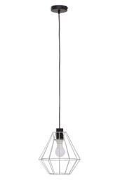 Orsina Black Cage Pendant Light, Open Frame Cylindrical Light Fixture, Urban Ceiling Pendant in Powder-Coated Iron in Silver - thumbnail 3