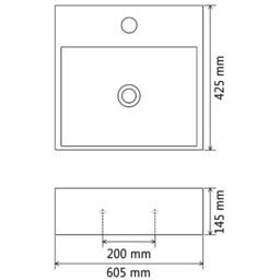 Berkfield Home Elegant Basin with Faucet Hole Ceramic Black 60.5x42.5x14.5 cm - thumbnail 5