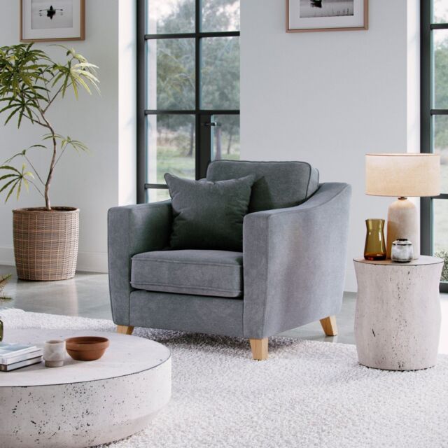 The Great Sofa Company Jackson Chenille Fabric Armchair in Mid Grey - image 1