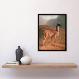 Artery8 Guanaco Llama in Mountain Landscape Agasse Framed Wall Art Print - Size: A3 - thumbnail 2