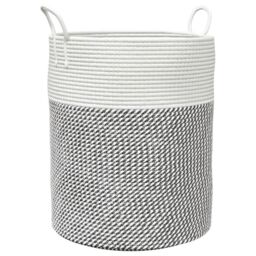 Berkfield Home Storage Basket Grey & White √ò38x46 cm Cotton - Size: 38x46 cm - thumbnail 2