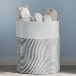 Berkfield Home Storage Basket Grey & White √ò38x46 cm Cotton - Size: 38x46 cm