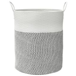 Berkfield Home Storage Basket Grey & White √ò38x46 cm Cotton - Size: 38x46 cm - thumbnail 4