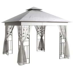 OUTSUNNY 3 x 3(m) Garden Gazebo Marquee Tent Canopy Shelter Pavilion in Light Grey - thumbnail 2