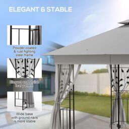 OUTSUNNY 3 x 3(m) Garden Gazebo Marquee Tent Canopy Shelter Pavilion in Light Grey - thumbnail 6