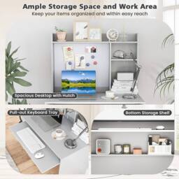 Kelvenix Computer Desk Home Office Desk in Grey - Size: 0.6m2 - thumbnail 5