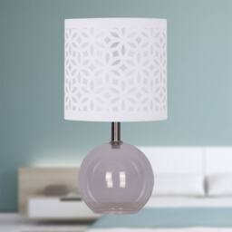 First Choice Lighting Set of 2 Buck - Clear Glass Table Lamps with White Cut Out Shade - thumbnail 5