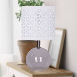 First Choice Lighting Set of 2 Buck - Clear Glass Table Lamps with White Cut Out Shade - thumbnail 4