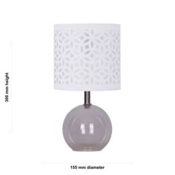 First Choice Lighting Set of 2 Buck - Clear Glass Table Lamps with White Cut Out Shade - thumbnail 3