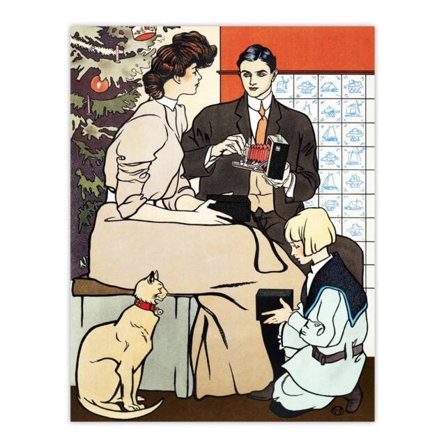 "Artery8 Vintage Christmas Family Scene Vintage Wall Art Print Penfield - Size: W18"" x H24""" - image 1