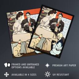 "Artery8 Vintage Christmas Family Scene Vintage Wall Art Print Penfield - Size: W18"" x H24""" - thumbnail 2